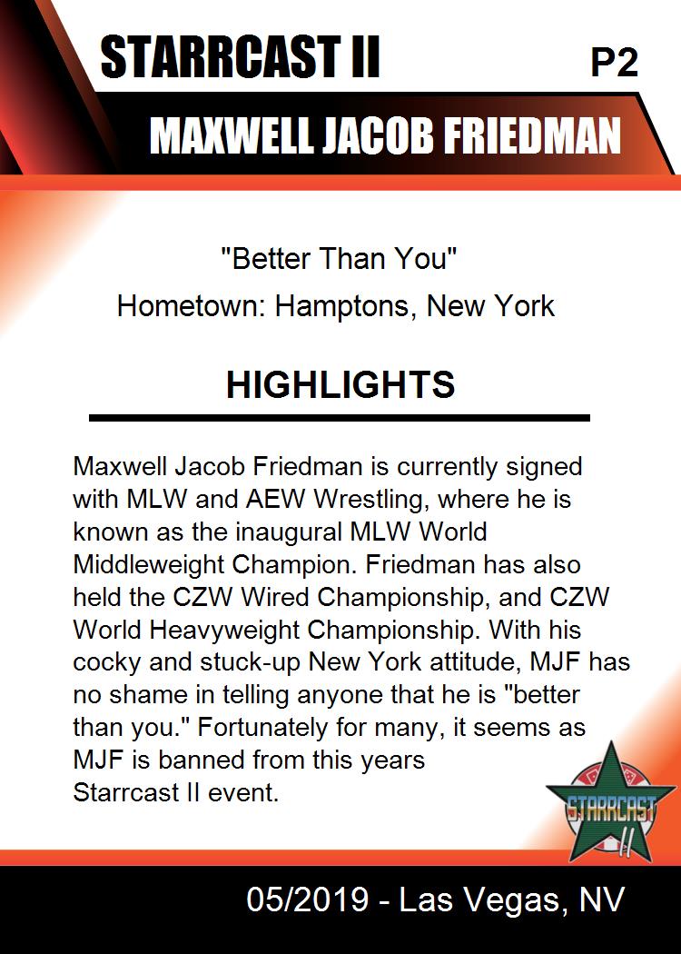 Maxwell Jacob Friedman trading card PW Catalog