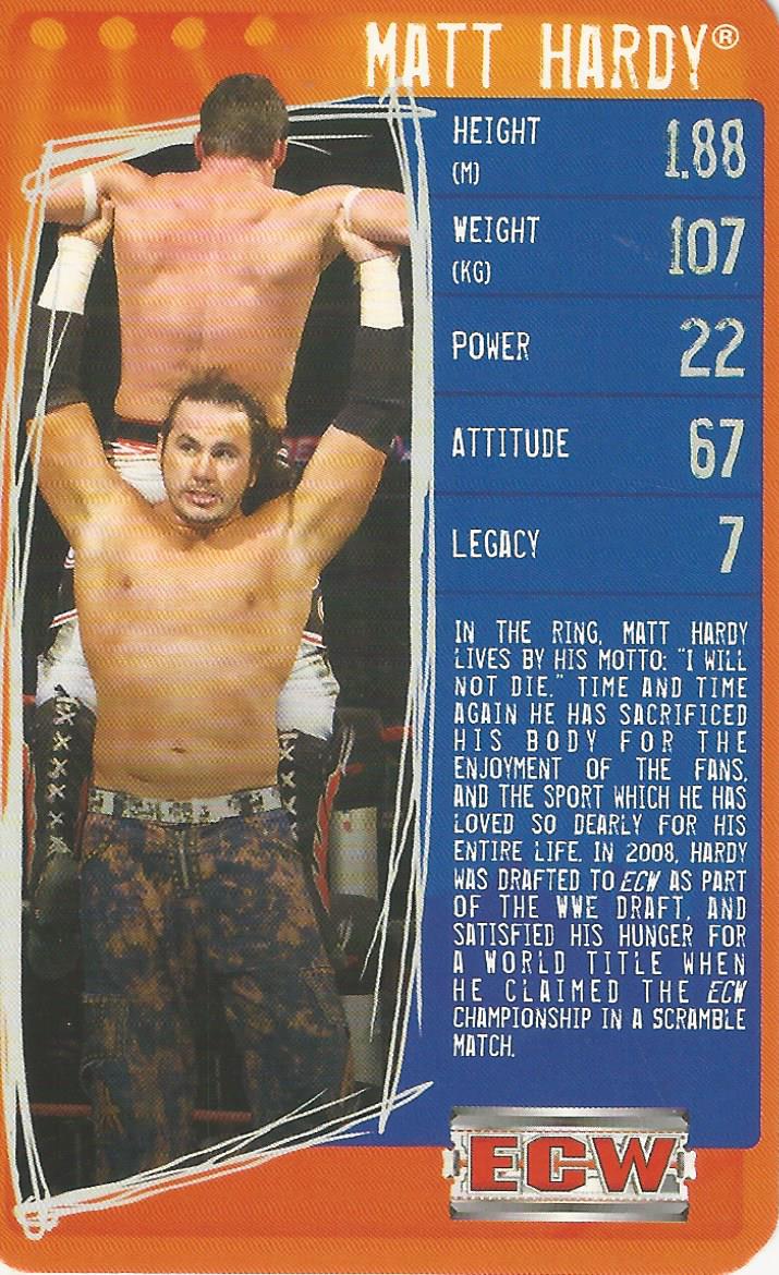 WWE Top Trumps Specials 2009 Matt Hardy trading card PW Catalog