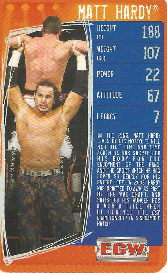 WWE Top Trumps Specials 2009 Matt Hardy trading card PW Catalog