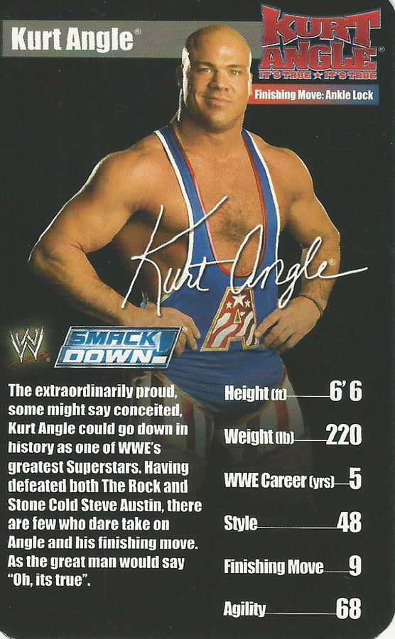 WWE Top Trumps Superstars 1 2005 Kurt Angle trading card PW Catalog