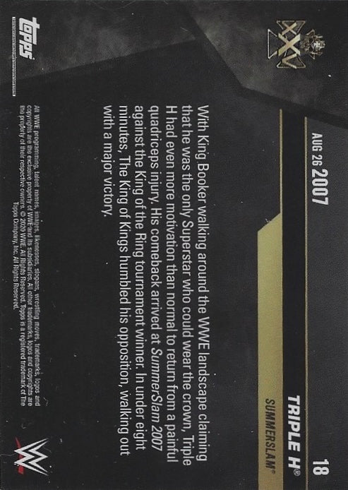 AUG 26 2007 – Triple H DEF. King Booker trading card PW Catalog