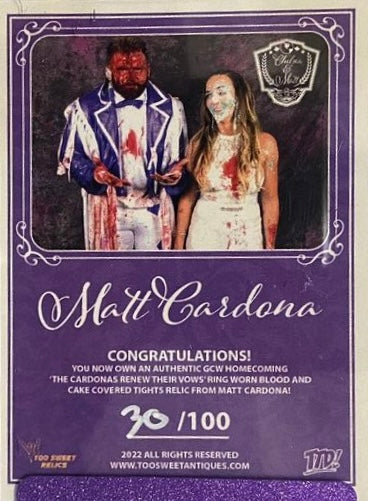 Matt Cardona – GCW Wedding Autograph Ring Worn Tights trading card PW Catalog