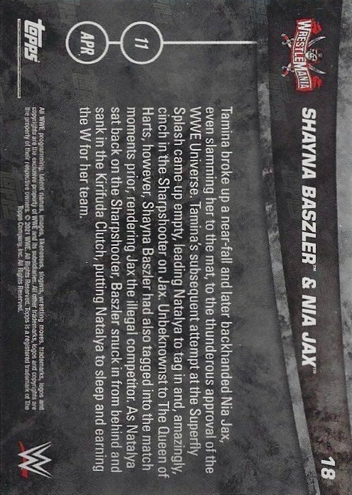 Shayna Baszler & NIA JAX DEF. Natalya & Tamina to Retain the WWE Women’s TAG Team Championship trading card PW Catalog