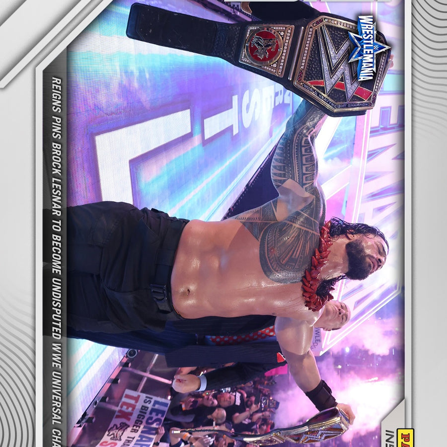 Roman Reigns – Reigns Pins Brock Lesnar to Become Undisputed WWE Universal Champion trading card PW Catalog