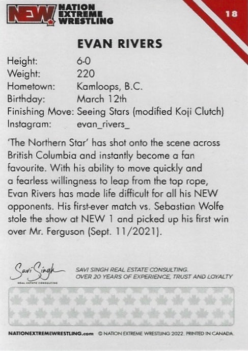 Evan Rivers trading card PW Catalog