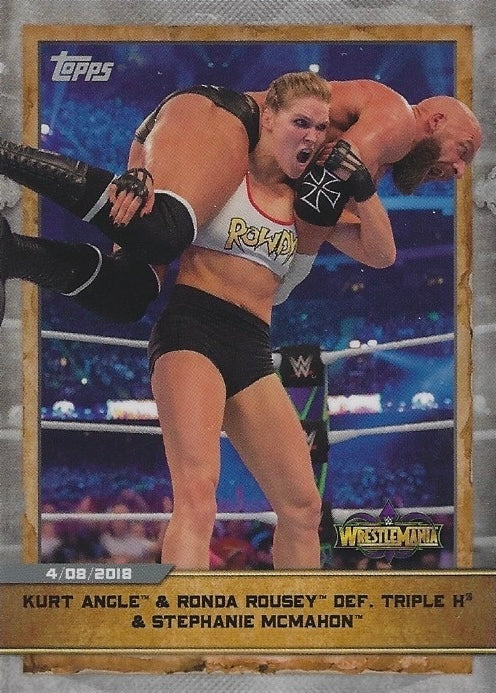 Wrestlemania 34 – Kurt Angle & Ronda Rousey DEF. Triple H & Stephanie Mcmahon