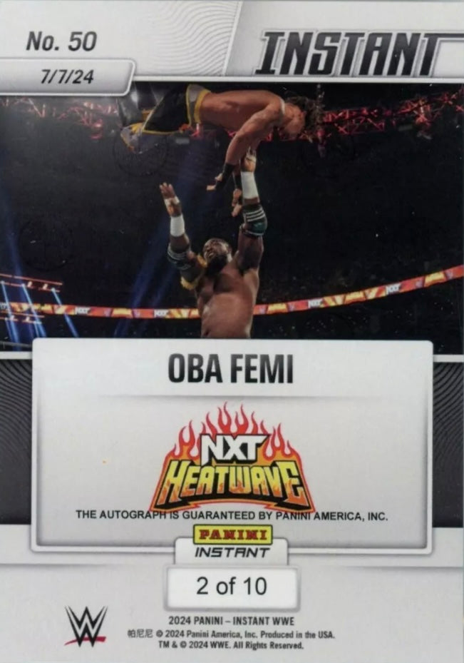 OBA Femi – OBA Femi Retains the NXT North American Championship trading card PW Catalog