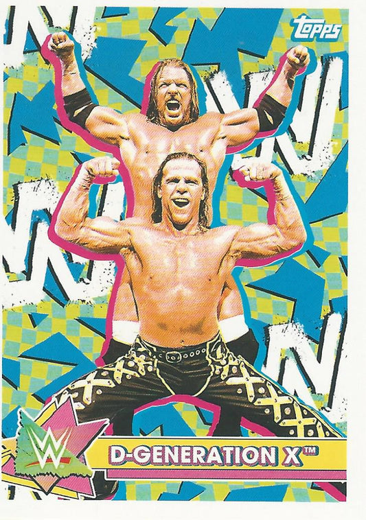 WWE Topps Heritage 2021 Sticker Card Shawn Michaels and Triple H DX S-6 trading card PW Catalog