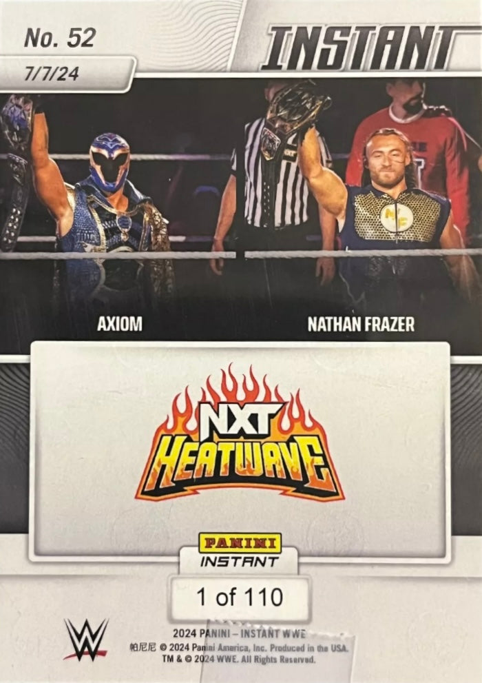 Axiom / Nathan Frazer – Axiom and Nathan Frazer Retain the NXT TAG Team Championships trading card PW Catalog