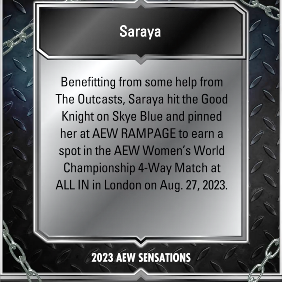 8/11/23 – Saraya – Saraya Earns Title Shot at All in With Win Over Skye Blue