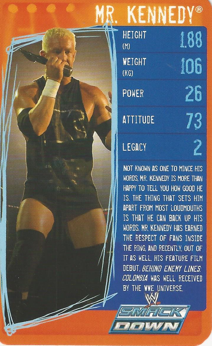 WWE Top Trumps Specials 2009 Mr Kennedy trading card PW Catalog