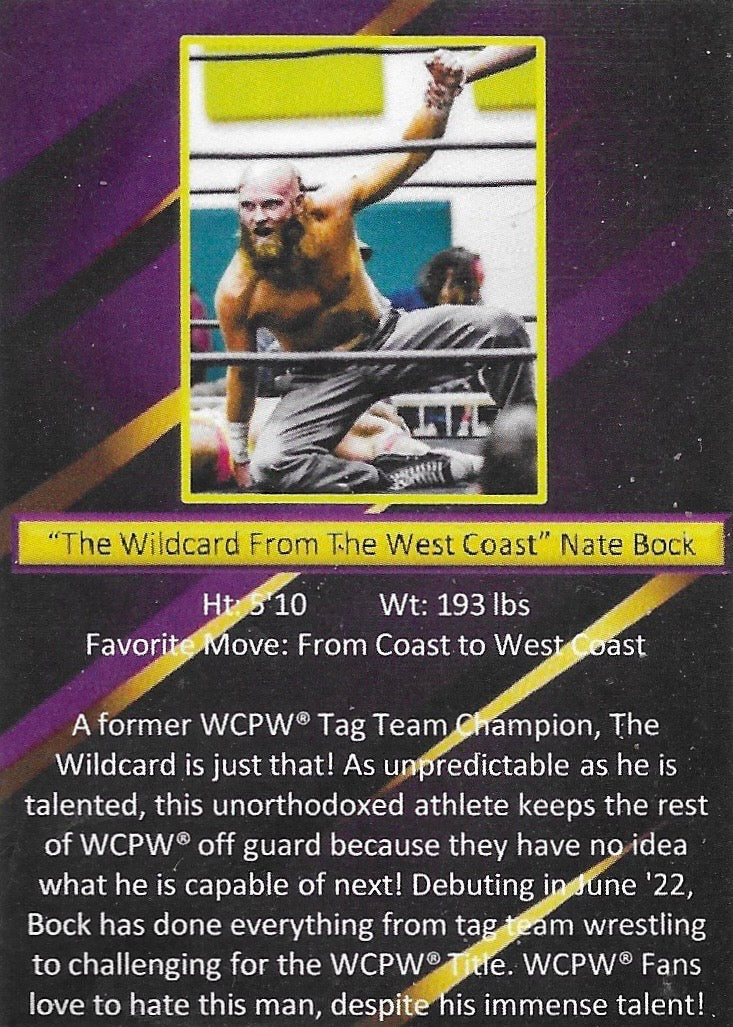 “The Wildcard From the West Coast” Nate Bock trading card PW Catalog