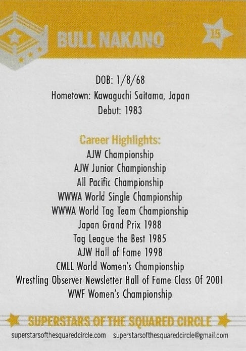 Bull Nakano trading card PW Catalog