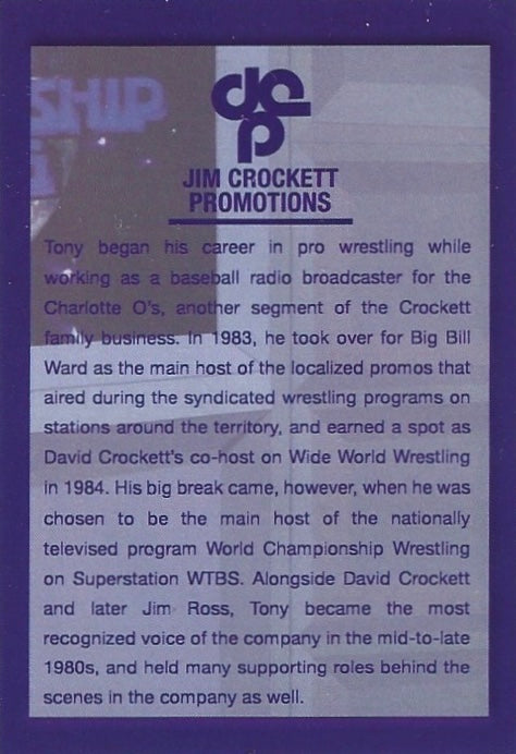 Tony Schiavone trading card PW Catalog