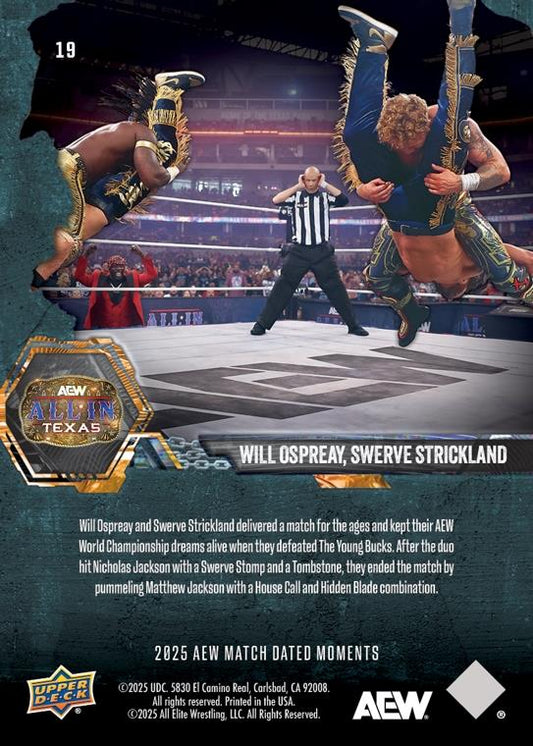 Will Ospreay, Swerve Strickland – Will Ospreay and Swerve Strickland Defeat the Young Bucks and Strip Them of Their Executive Vice Presidency trading card PW Catalog