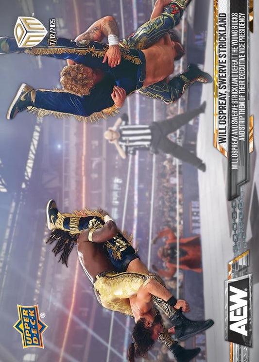 Will Ospreay, Swerve Strickland – Will Ospreay and Swerve Strickland Defeat the Young Bucks and Strip Them of Their Executive Vice Presidency trading card PW Catalog