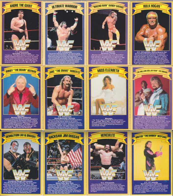 WWF Superstars of wrestling ice cream bars Gold bond Good humor 1989 Complete set