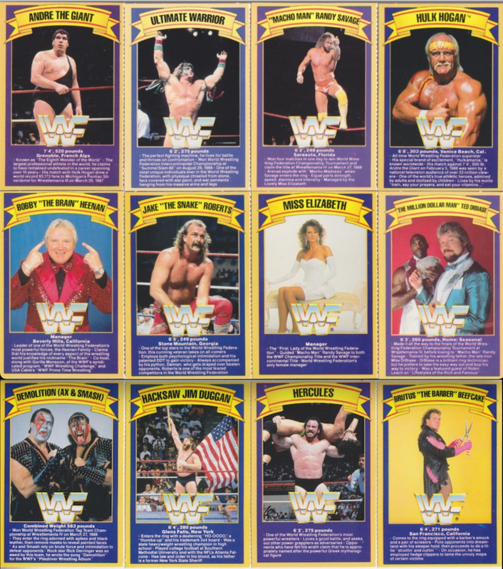 WWF Superstars of wrestling ice cream bars Gold bond Good humor 1989 Complete set PW Catalog