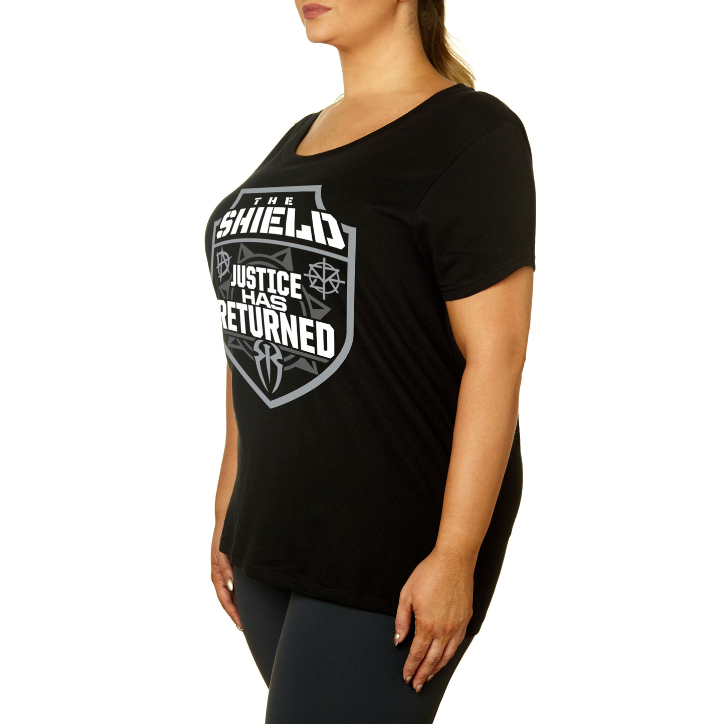 The Shield "Justice Has Returned" Women's Curvy T-Shirt T-Shirt PW Catalog