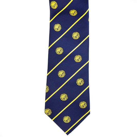 Silk tie lion mark dark blue x yellow stripe Other Goods PW Catalog