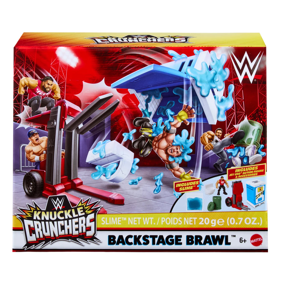 WWE Mattel Knuckle Crunchers Backstage Brawl Playset including Jey Uso Action & Toy Figures PWcatalog