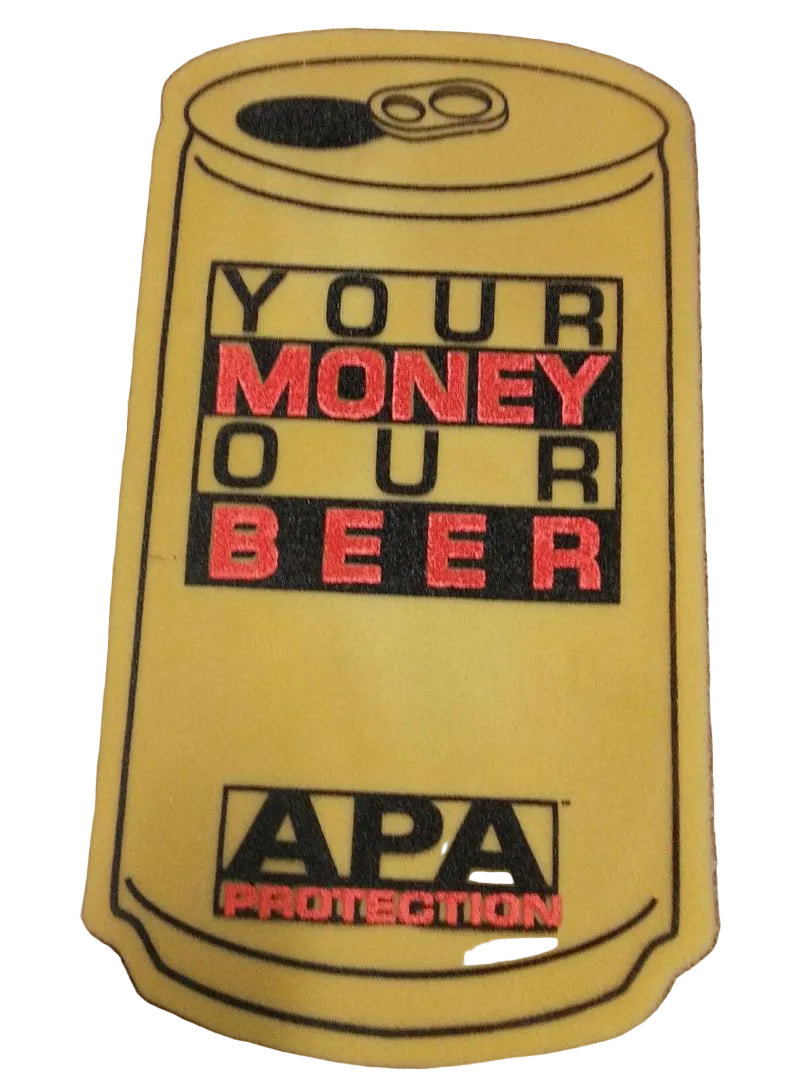 WWF APA Foam (Acolyte Protection Agency) Beer Can