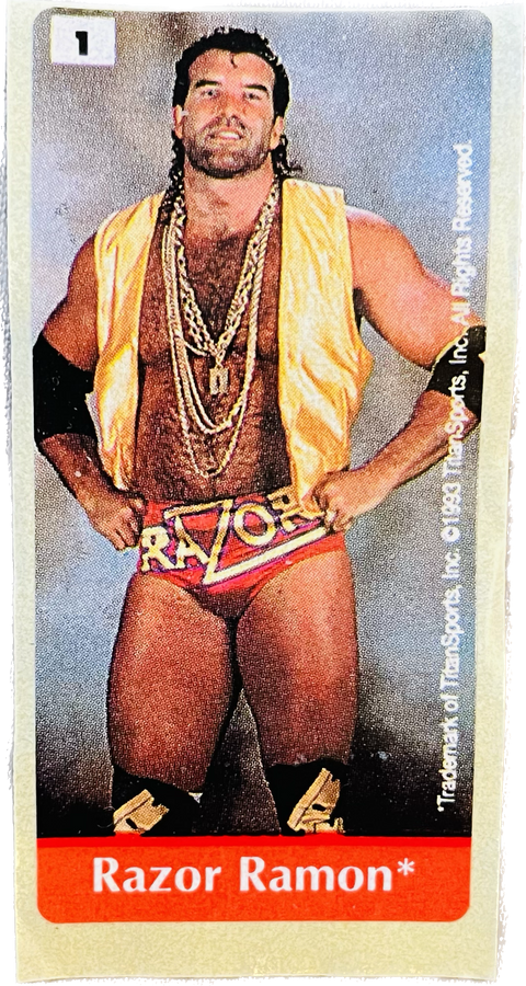 WWF Dunkin Bubble Gum Stickers (1993) #1 Razor Ramon