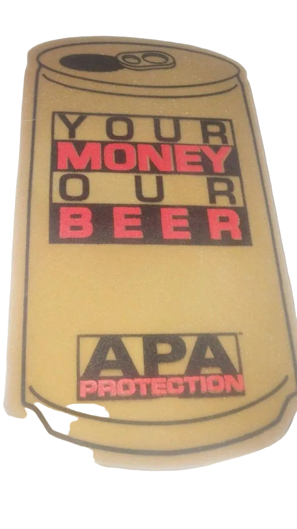 WWF APA Foam (Acolyte Protection Agency) Beer Can