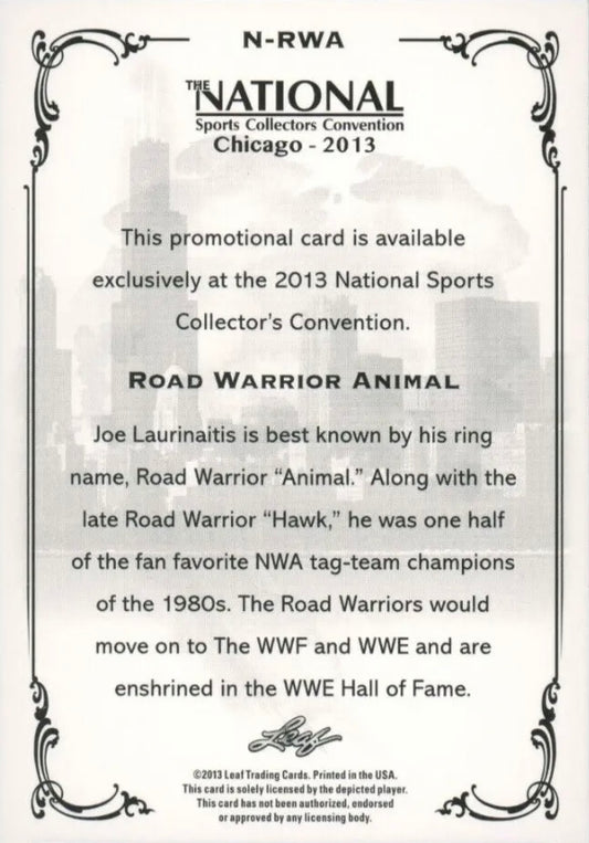 Road Warrior Animal trading card PW Catalog