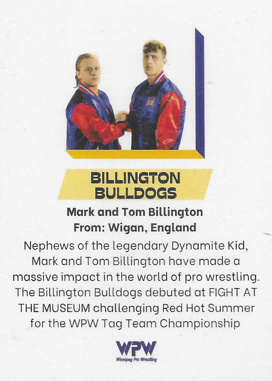 Billington Bulldogs trading card PW Catalog
