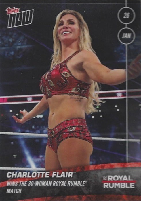 Charlotte Flair Wins the 30-Woman Royal Rumble Match trading card PW Catalog