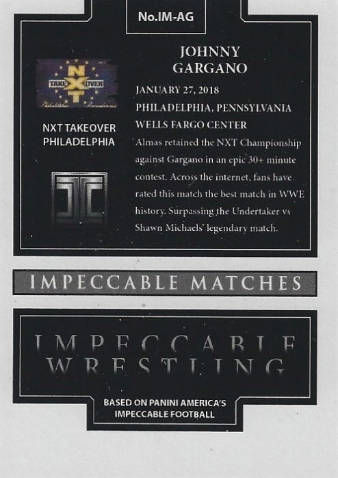 NXT Takeover Philadelphia: Andrade “Cien” Almas vs. Johnny Gargano – Johnny Gargano trading card PW Catalog