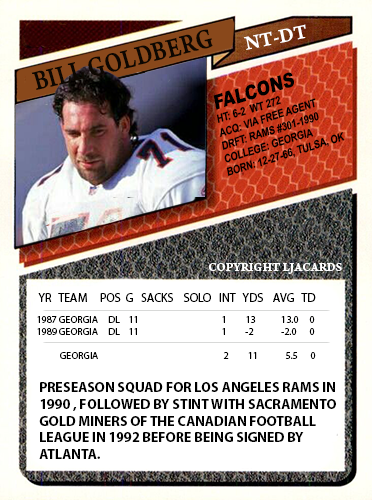 Bill Goldberg – Falcons trading card PW Catalog