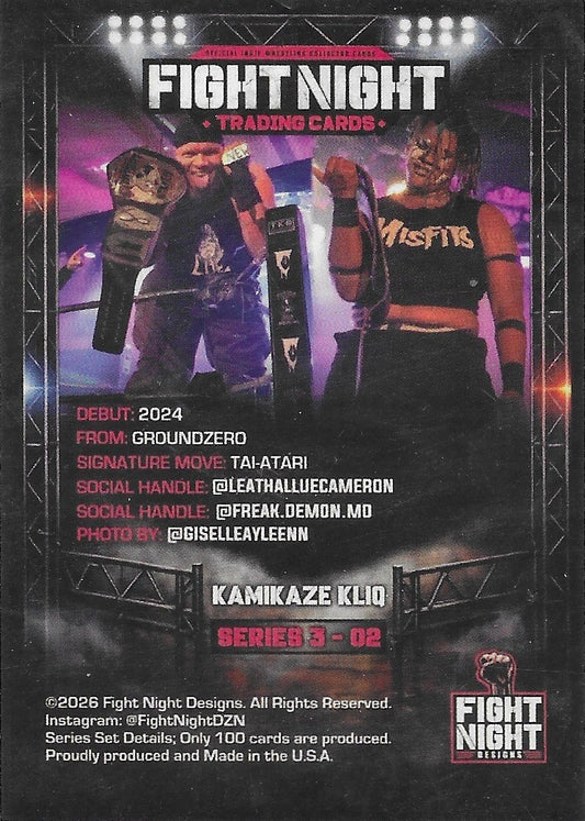 Kamikaze Kliq – “Lethal” LUE Cameron / “Freak Demon” MO Kele trading card PW Catalog