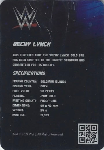 Becky Lynch trading card PW Catalog