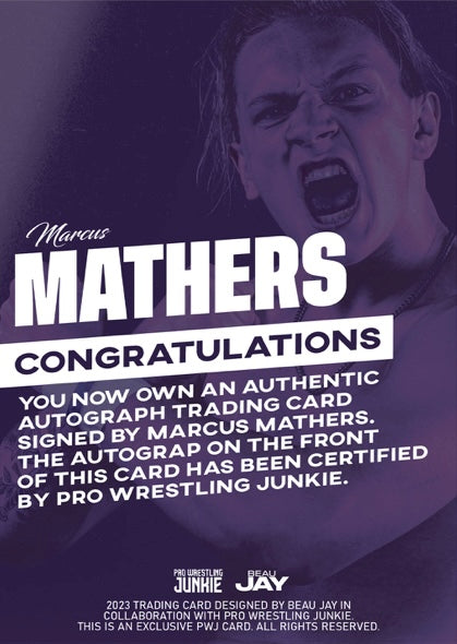 Marcus Mathers trading card PW Catalog