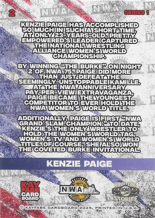 Kenzie Paige trading card PW Catalog