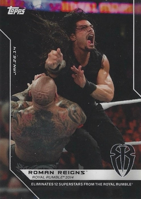 JAN.26.14 – Roman Reigns Royal Rumble 2014 – Eliminates 12 Superstars From the Royal Rumble trading card PW Catalog
