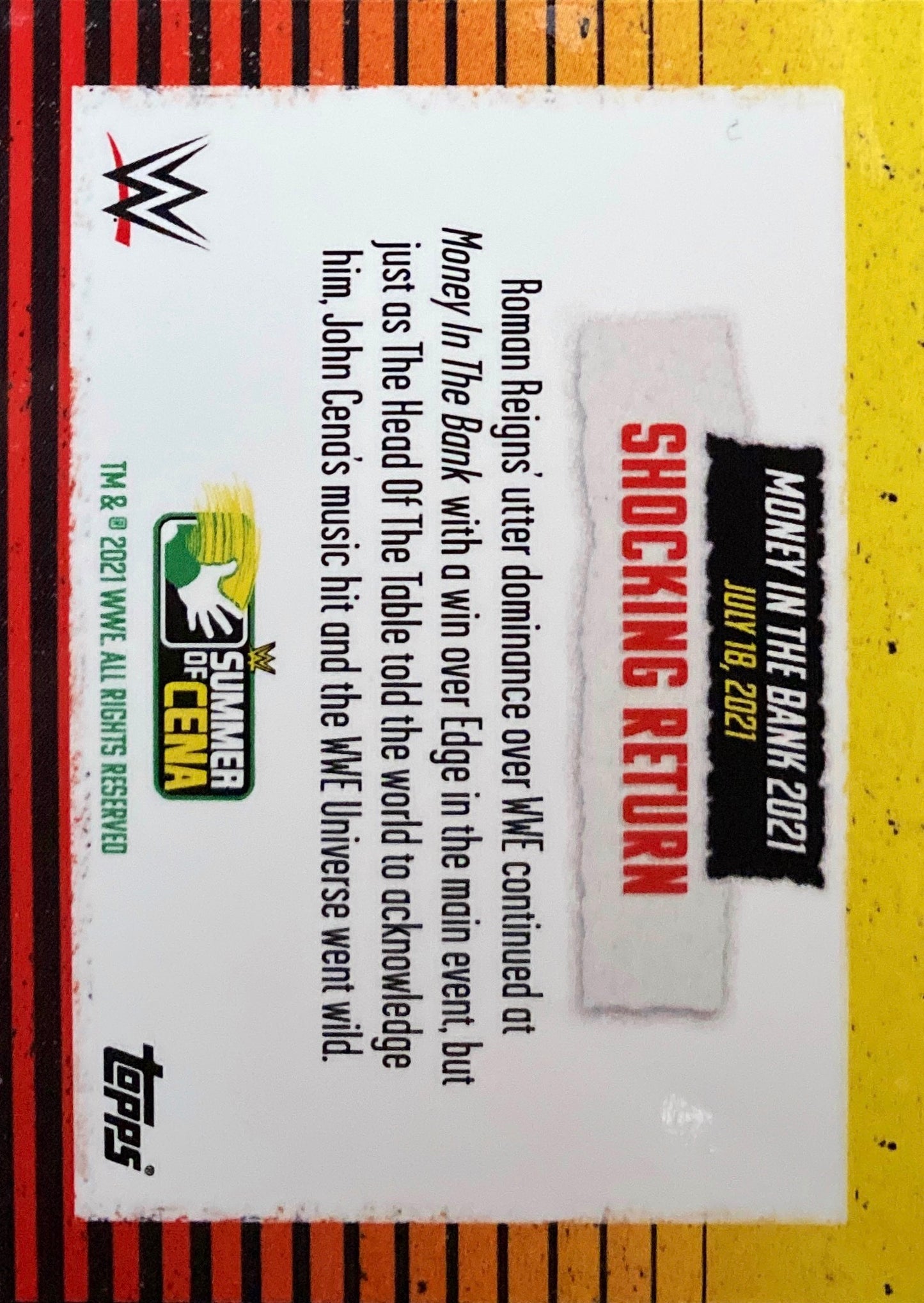 Money in the Bank 2021 – Shocking Return trading card PW Catalog