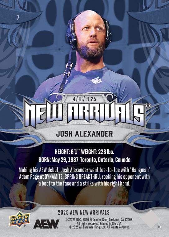 Josh Alexander trading card PW Catalog