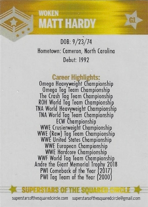 Woken Matt Hardy trading card PW Catalog