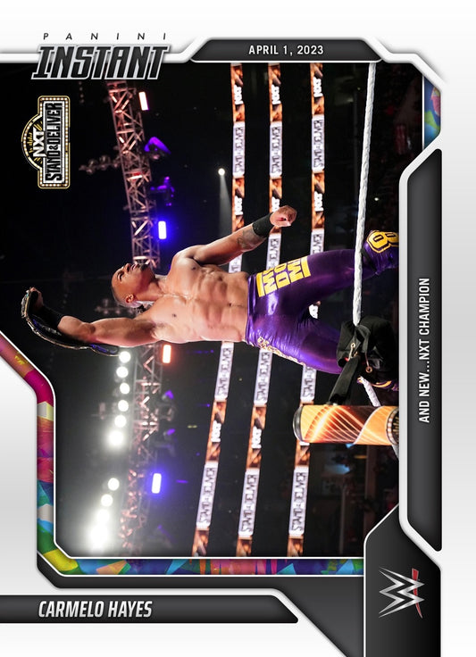 Carmelo Hayes – and NEW… NXT Champion trading card PW Catalog