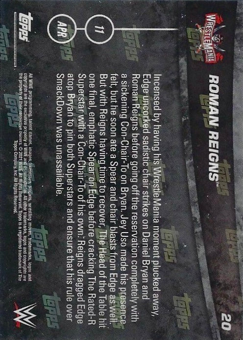 Roman Reigns DEF. Daniel Bryan and Edge to Retain the Universal Championship trading card PW Catalog