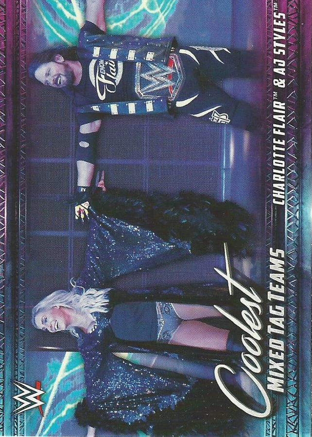 WWE Topps 2021 AJ Styles and Charlotte Flair MT-1 trading card PW Catalog