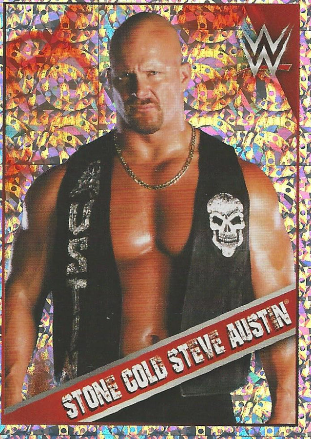 WWE Topps Then Now Forever 2016 Stickers Foil Stone Cold Steve Austin #205