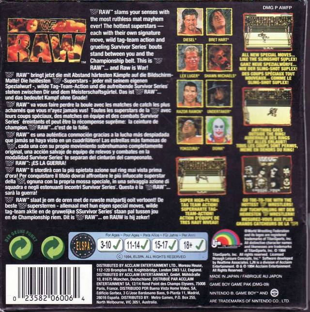 WWF Raw [Game Boy] PWcatalog