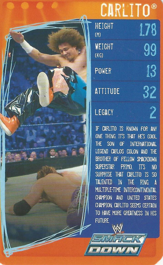 WWE Top Trumps Specials 2009 Carlito trading card PW Catalog