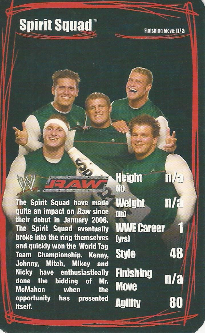 WWE Top Trumps 2006 Superstars 2 Spirit Squad trading card PW Catalog