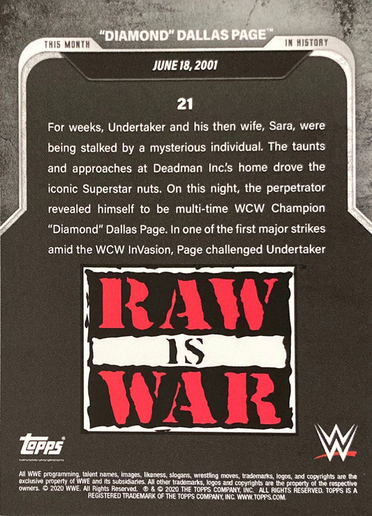 RAW IS War – June 18, 2001 “Diamond” Dallas Page Makes HIS WWE Debut trading card PWcatalog