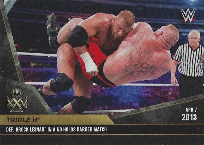 APR 7 2013 – Triple H DEF. Brock Lesnar in a NO Holds Barred Match